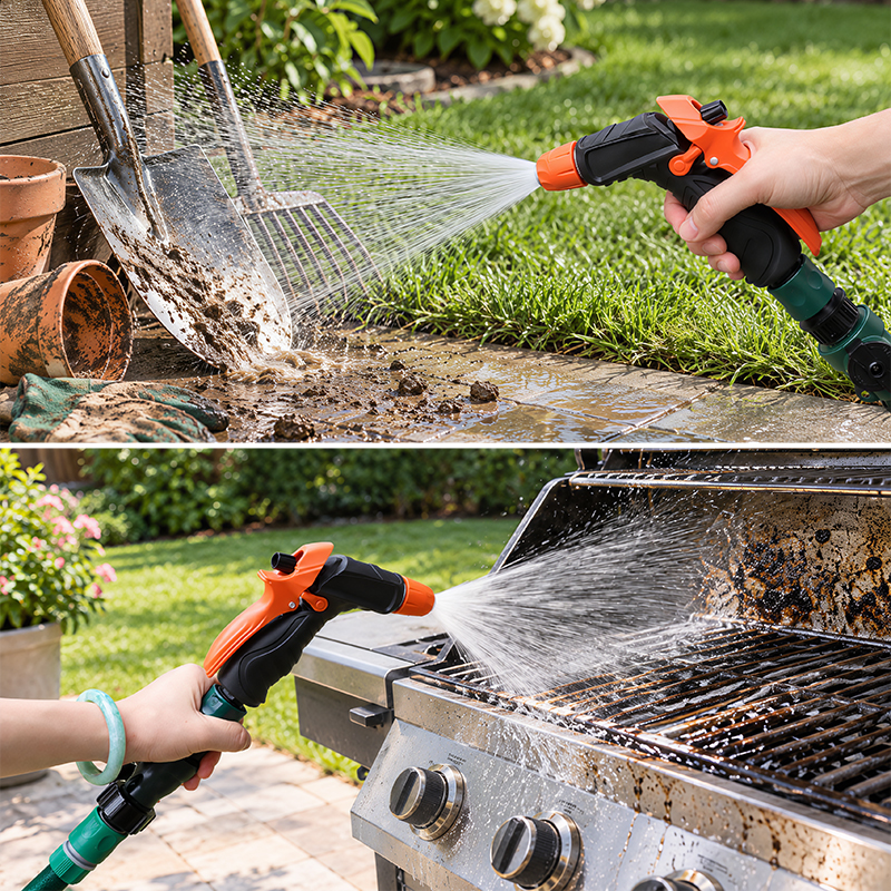 3-Pattern Squeeze Lever Hose Nozzle with Flow Control & Trigger Lock