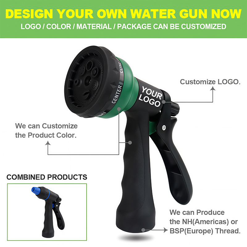 Squeeze Nozzle for Water Hose – 7 Spray Patterns with Flow Control & Trigger Lock