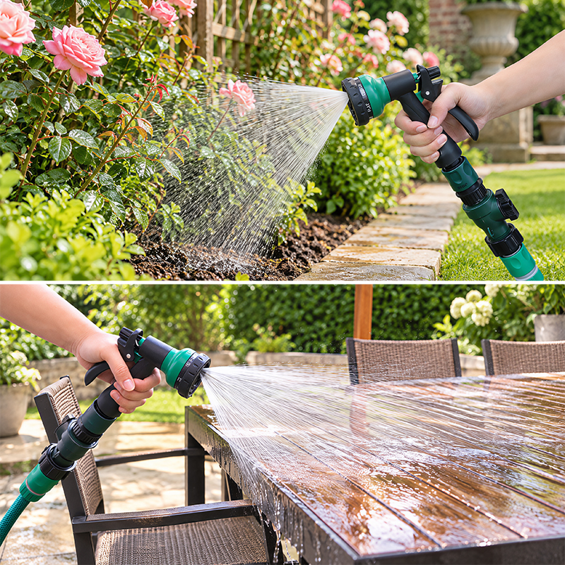 Squeeze Nozzle for Water Hose – 7 Spray Patterns with Flow Control & Trigger Lock