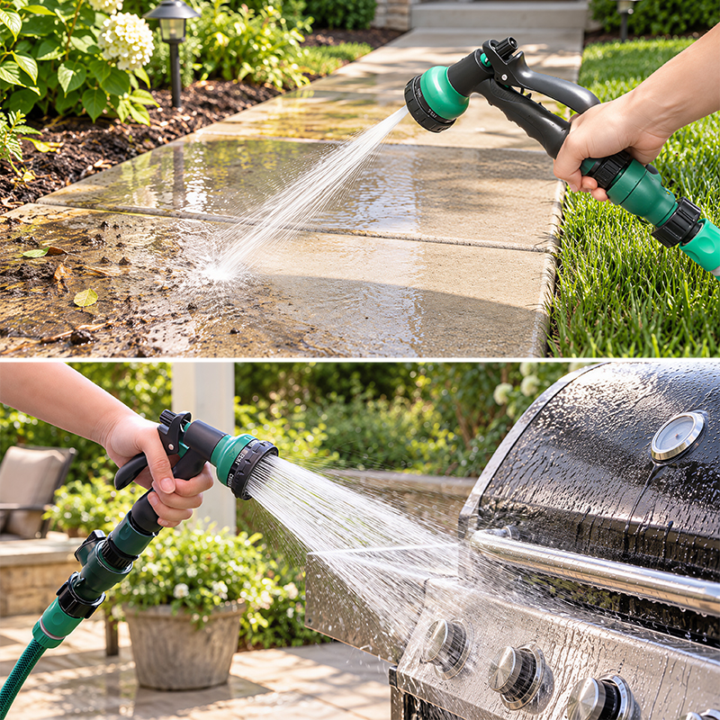 Squeeze Nozzle for Water Hose – 7 Spray Patterns with Flow Control & Trigger Lock