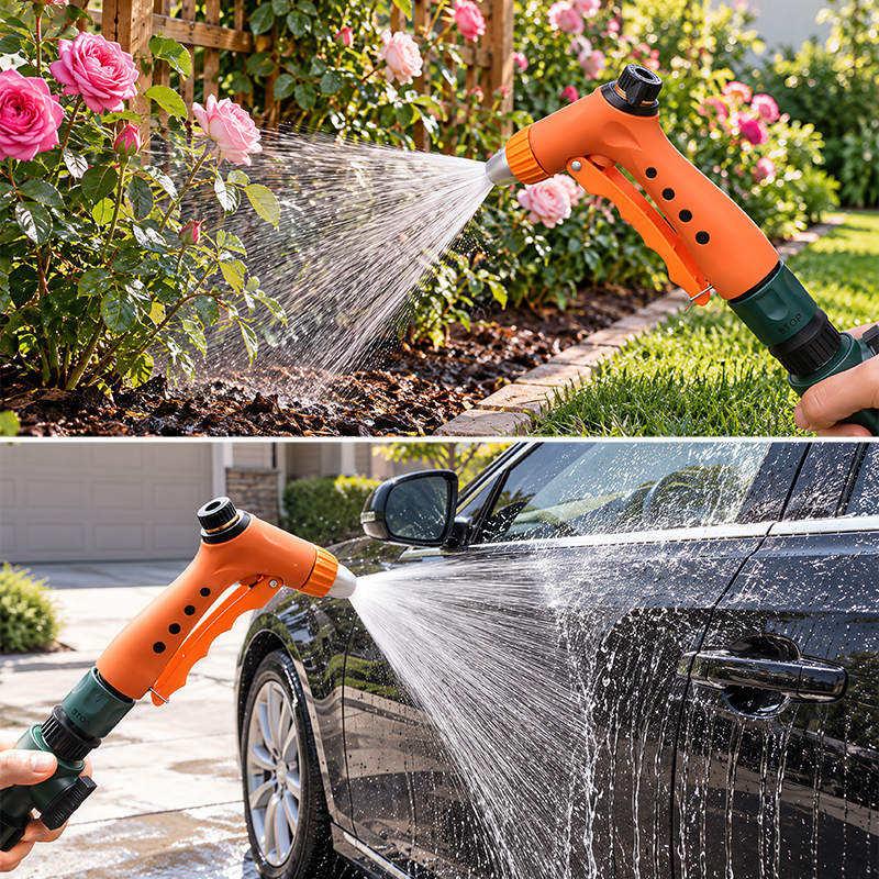 Squeeze Trigger Garden Hose Nozzle with 3 Spray Patterns and Flow Control