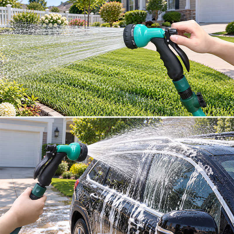 Squeeze Water Sprayer – 7 Spray Patterns with Zinc Alloy, Flow Control & Trigger Lock