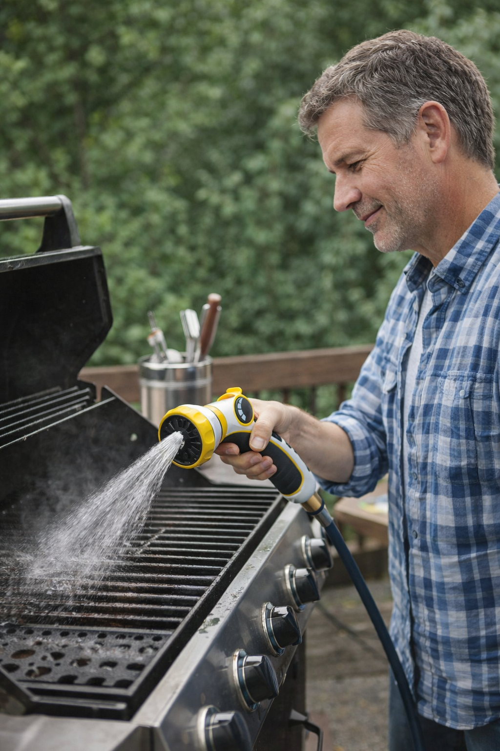 Telescopic Multi-Mode BBQ Cleaning Water Spray Hose Nozzle