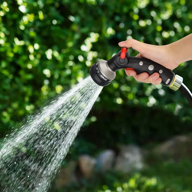 7-Pattern Metal Thumb Control Garden Hose Nozzle – Leak-Proof, Ergonomic & Durable