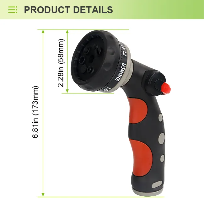 Thumb Switch Hose Nozzle – 7 Pattern Adjustable Garden Water Spray Gun, Ergonomic Handle