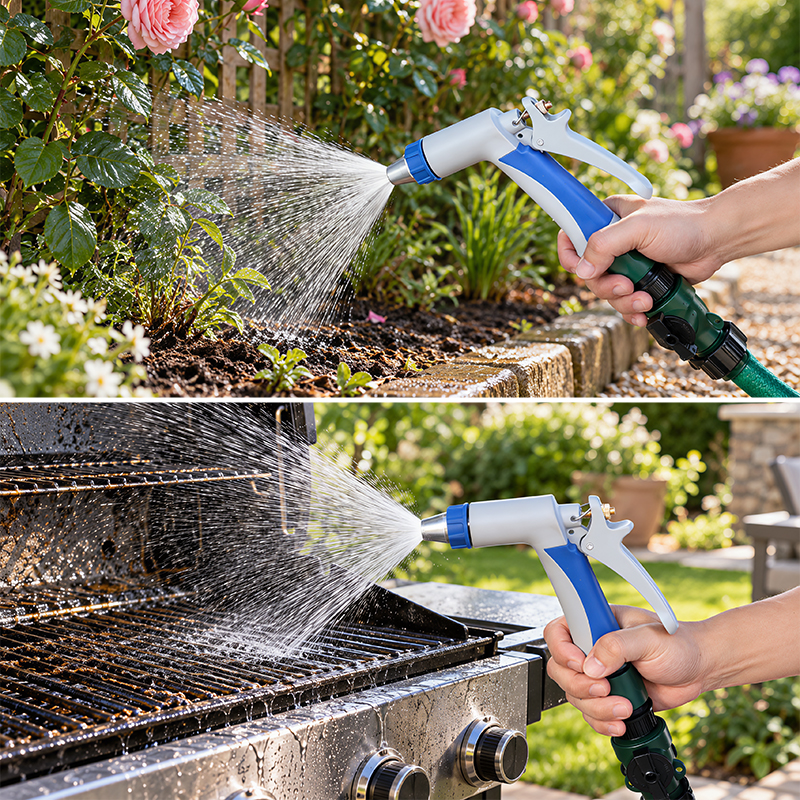 Trigger Grip Hose Nozzle – 3 Spray Patterns with Zinc Alloy, Flow Control & Trigger Lock
