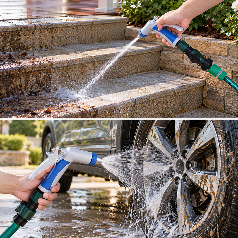 Trigger Grip Hose Nozzle – 3 Spray Patterns with Zinc Alloy, Flow Control & Trigger Lock