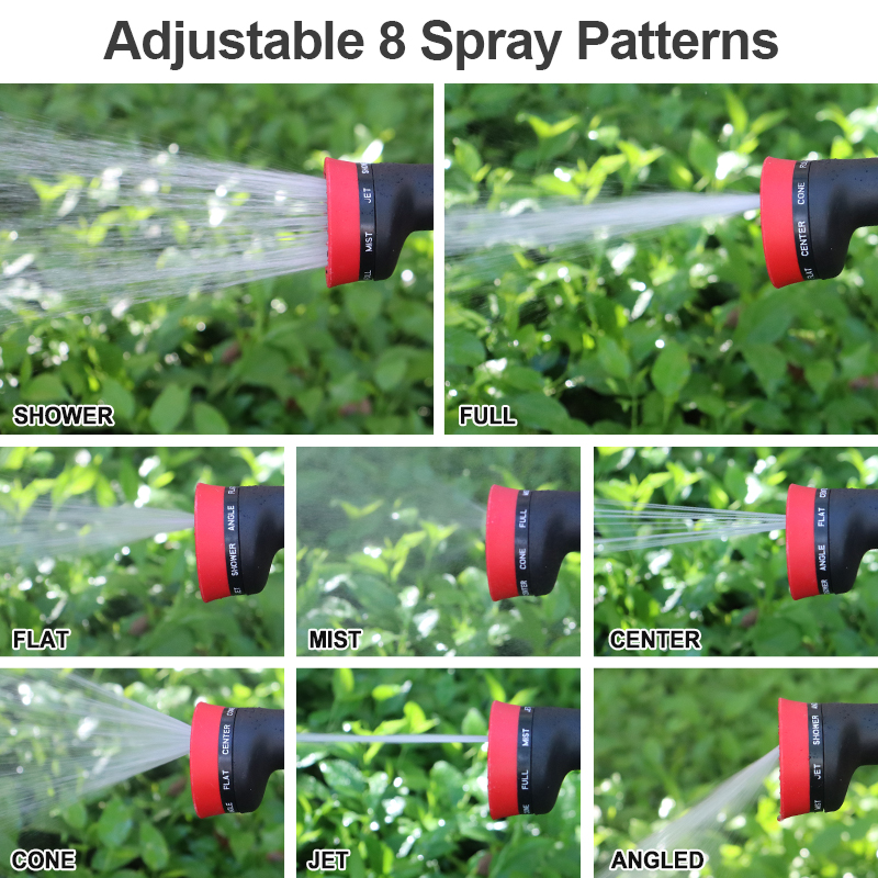 Trigger Handle Hose Nozzle – 8 Spray Patterns with Zinc Alloy, Flow Control & Trigger Lock