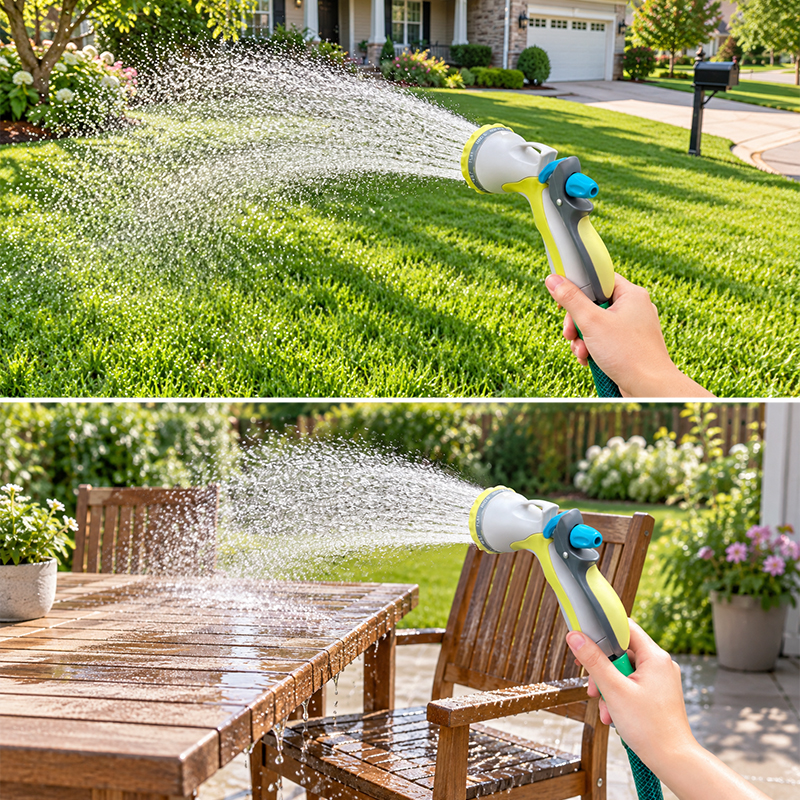 10-Pattern Trigger Nozzle for Garden Hose with Flow Control & Trigger Lock