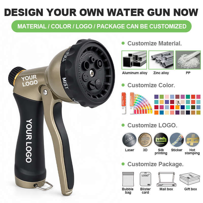 Trigger Spray Metal Garden Hose Nozzle with 7 Spray Patterns and Flow Control