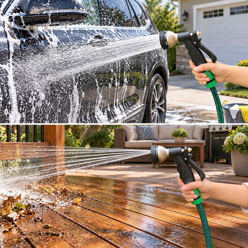 7-Pattern Metal Trigger Sprayer for Garden Hose with Flow Control