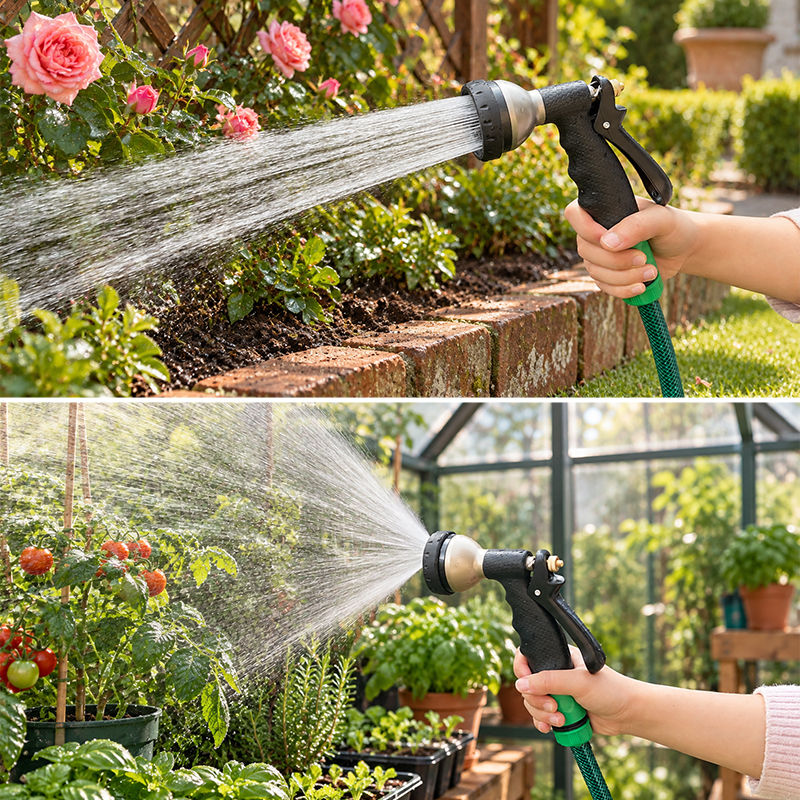 7-Pattern Metal Trigger Sprayer for Garden Hose with Flow Control