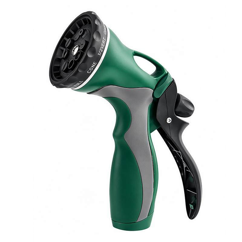 10-Pattern Water Hose Nozzle with Trigger Lock & Flow Control