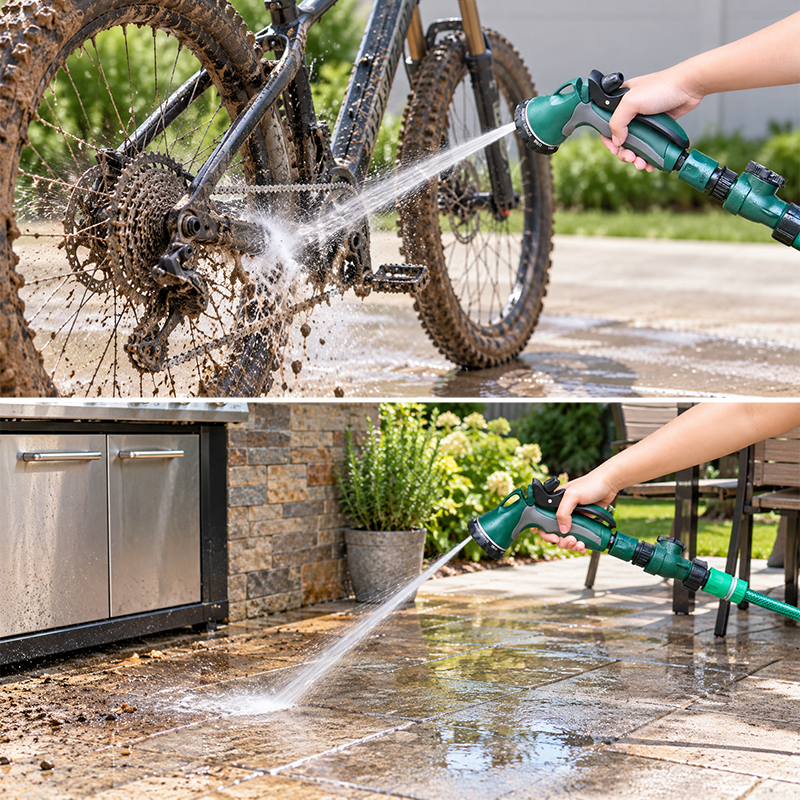 10-Pattern Water Hose Nozzle with Trigger Lock & Flow Control