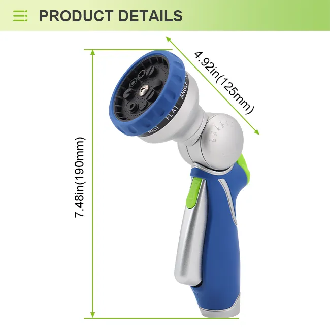 Water Hose Spray Nozzle – Multi-pattern Adjustable, High Pressure, Leak-proof, Ergonomic Handle