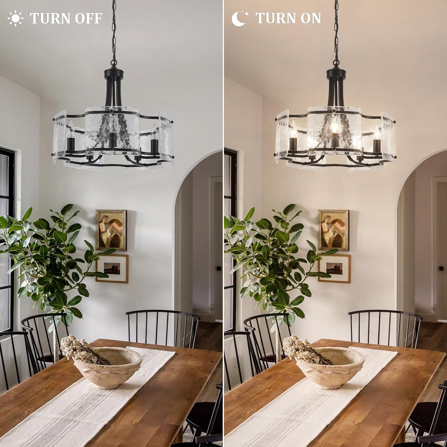 Modern Black Crystal Glass Drum Chandelier 5 Light Adjustable Pendant Ceiling Light
