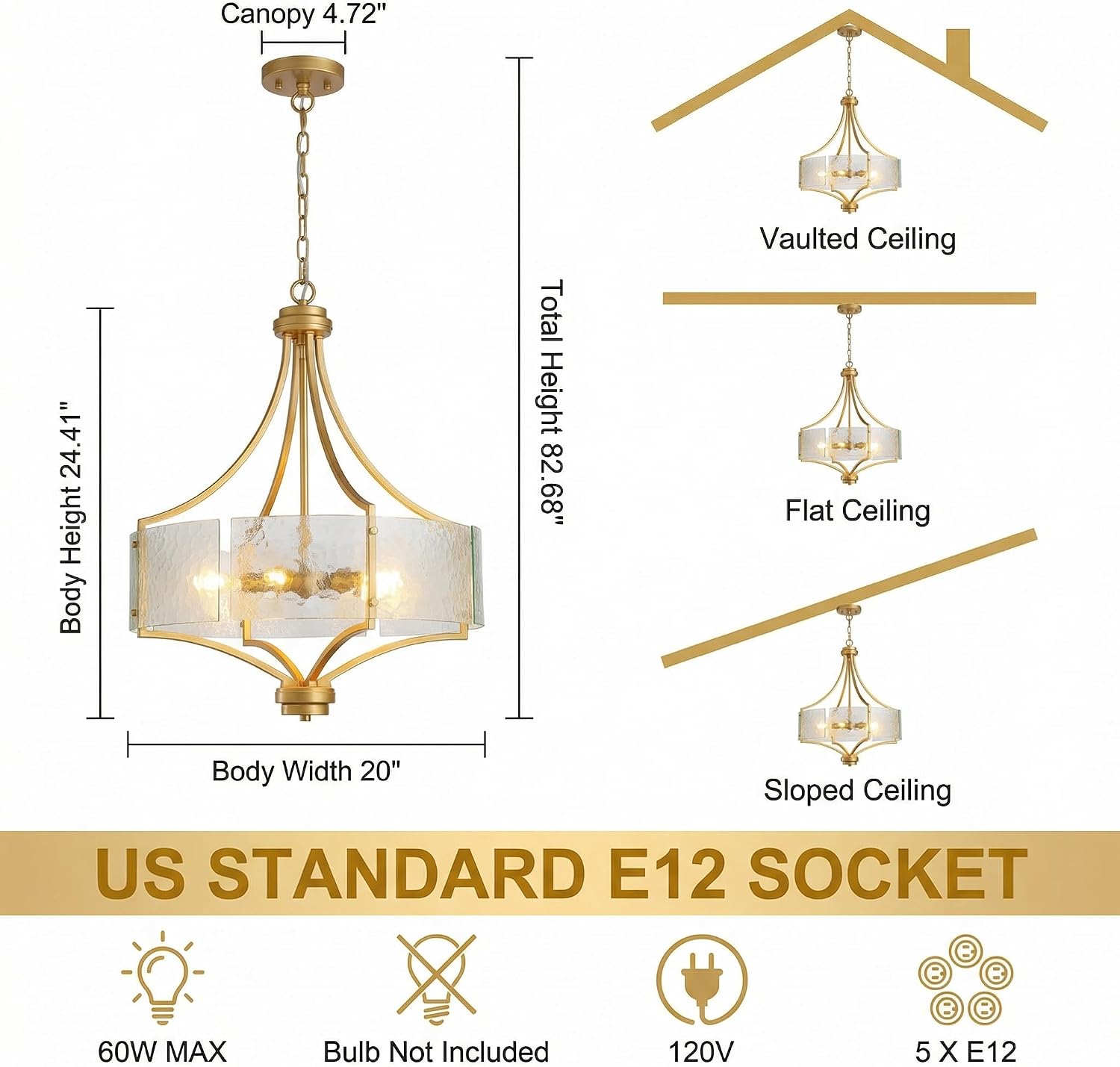Luxury Gold 5-Light Seeded Glass Chandelier Adjustable Height Hotel Project Pendant Lighting