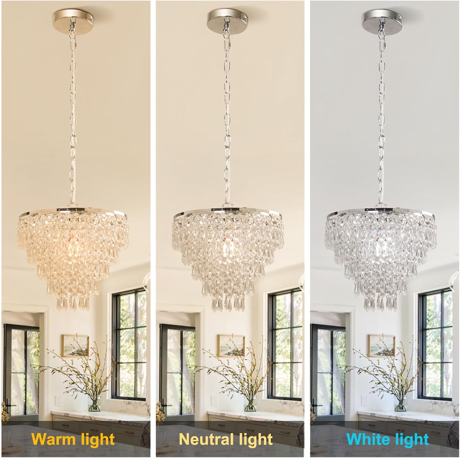 Silver Modern Crystal Chandelier Pendant - 11.8