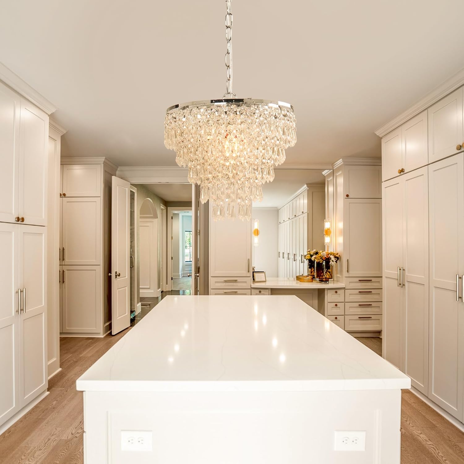 Silver Modern Crystal Chandelier Pendant - 11.8