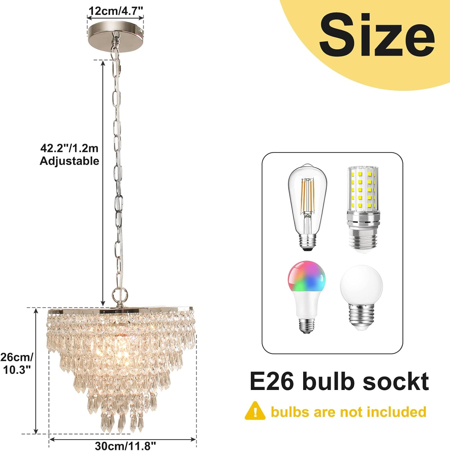 Silver Modern Crystal Chandelier Pendant - 11.8