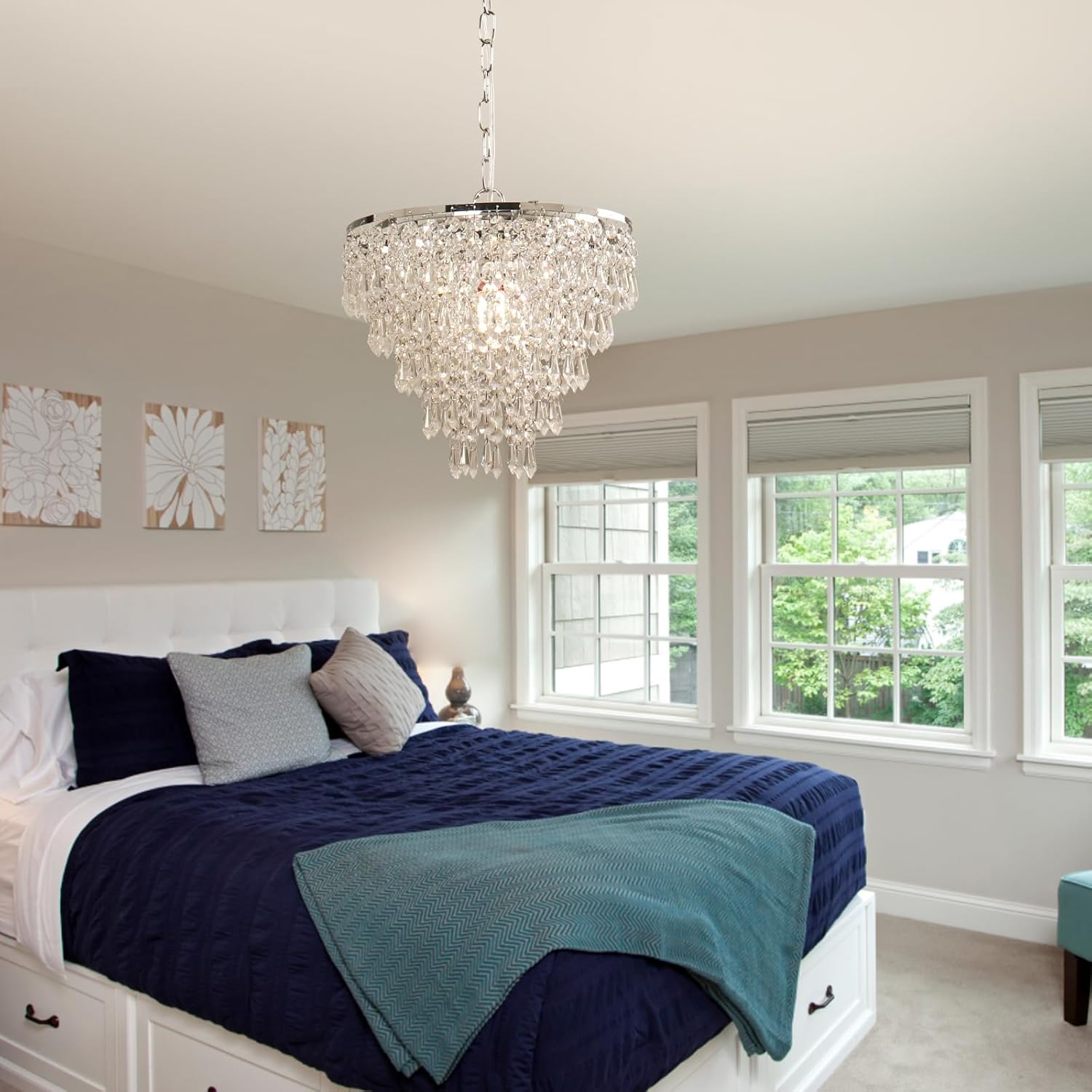 Silver Modern Crystal Chandelier Pendant - 11.8