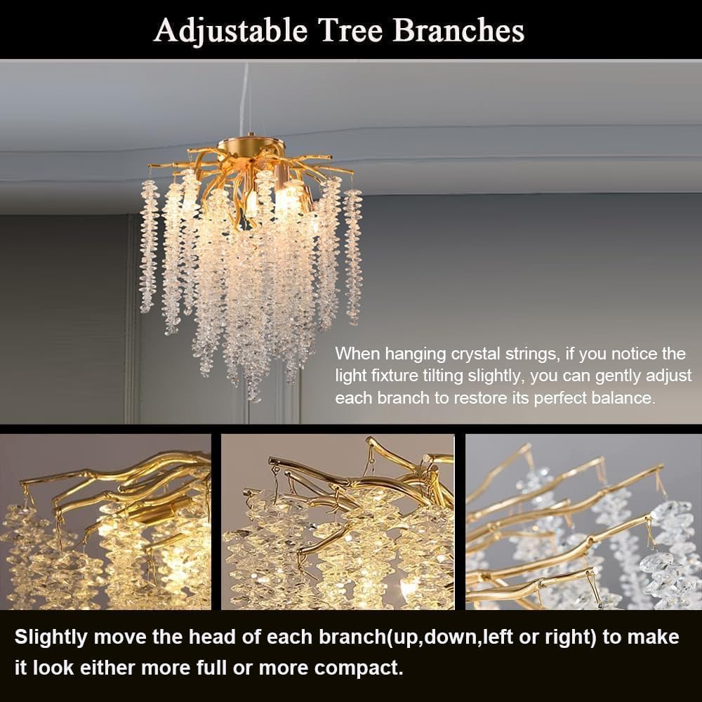 Modern K9 Crystal Chandelier – Adjustable Gold Pendant Light for G9 Bulbs