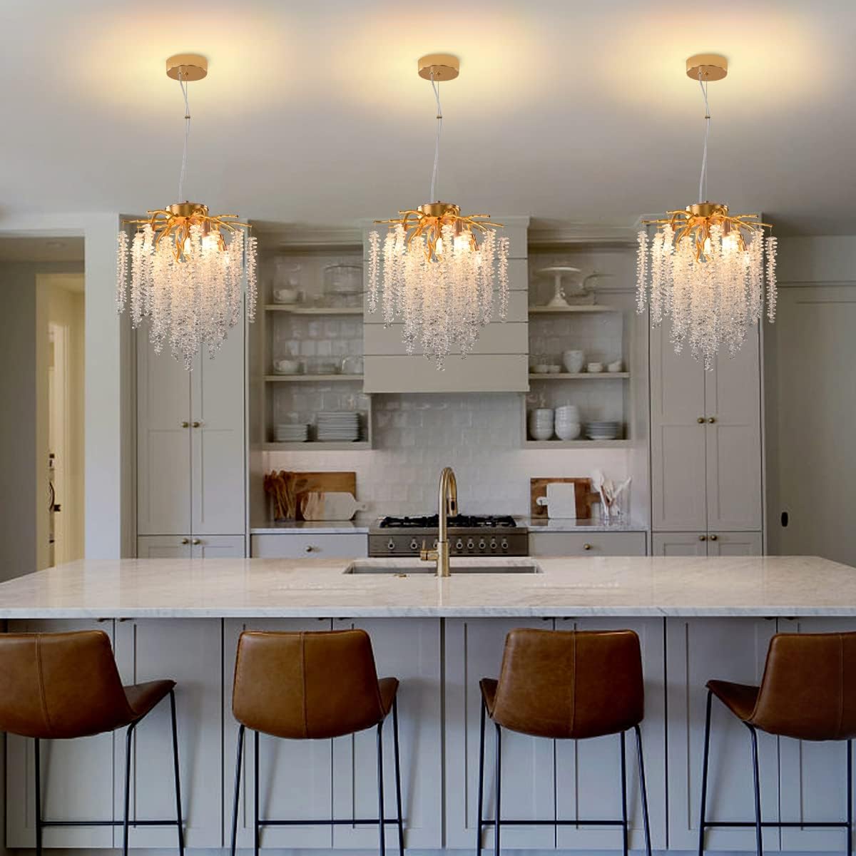 Modern K9 Crystal Chandelier – Adjustable Gold Pendant Light for G9 Bulbs
