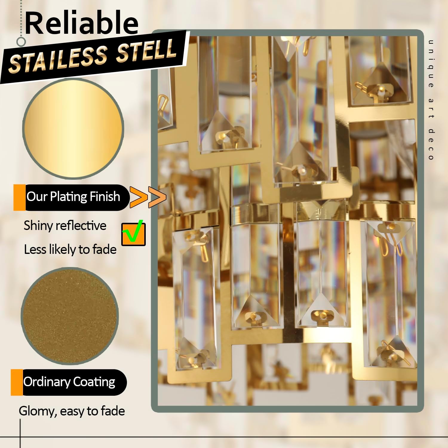 Luxury Gold-Plated Crystal Chandelier - Adjustable Height 3-Tier Round LED Ceiling Pendant with E12 Base