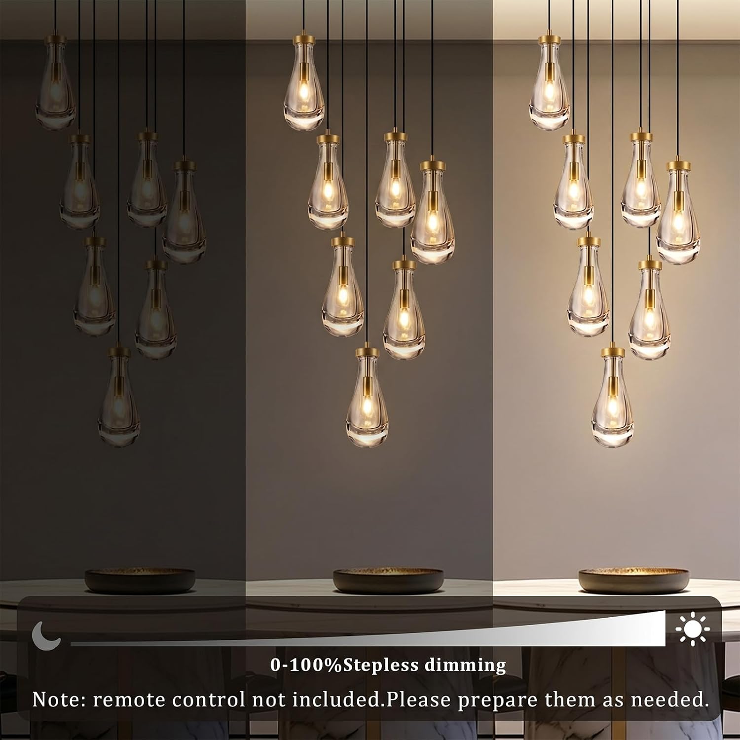 Luxury 7-Light K9 Crystal Raindrop Chandelier Brass Gold Adjustable Height E12 Pendant Lighting