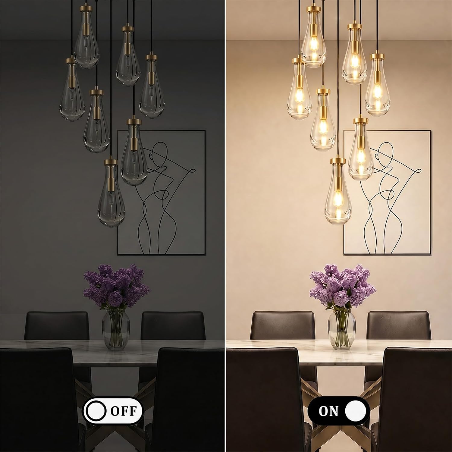 Luxury 7-Light K9 Crystal Raindrop Chandelier Brass Gold Adjustable Height E12 Pendant Lighting
