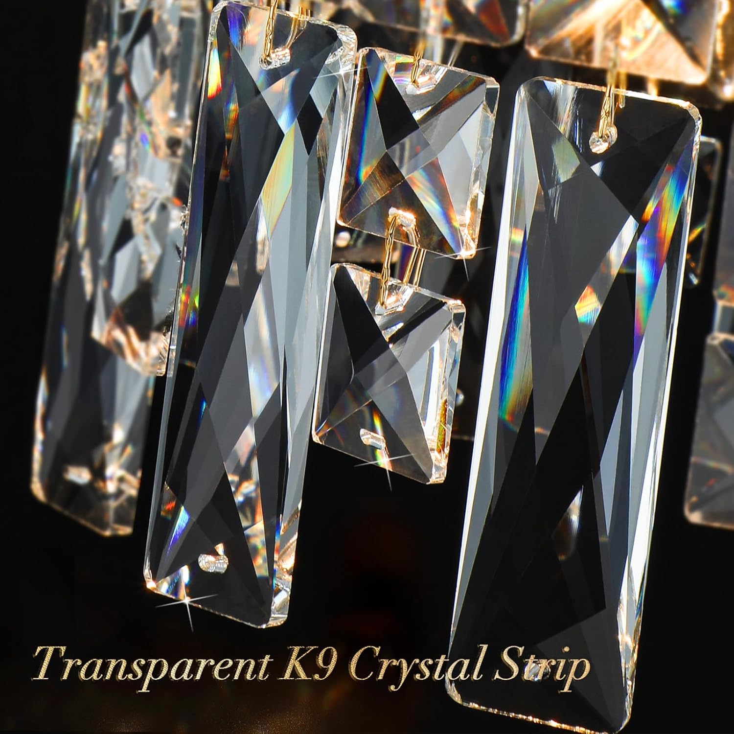 Modern Luxury Gold Crystal Chandelier - Adjustable Height Pendant Light with E12 Bulb Base