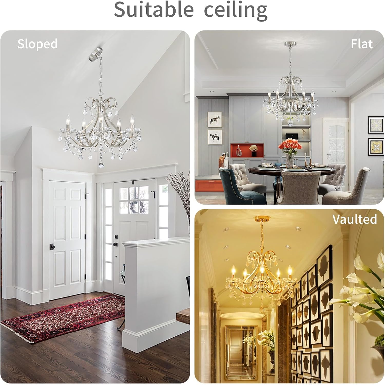Elegant Modern Crystal Chandelier 5-Light Adjustable Height Luxury Ceiling Pendant Lighting