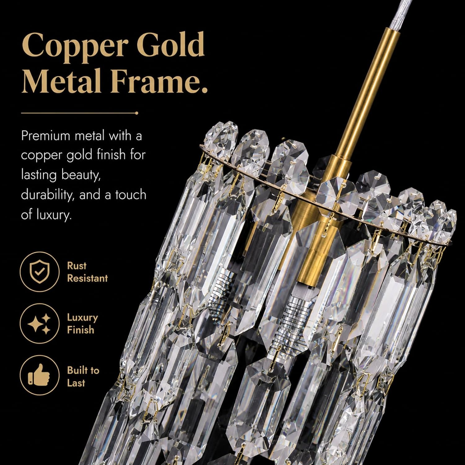 Modern Gold Mini Crystal Pendant Light Adjustable E12 Hanging Chandelier