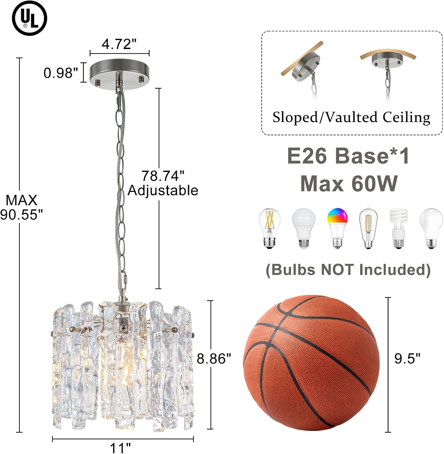 Modern Luxury Ice Melt Glass Crystal Pendant Chandelier Adjustable Round Ceiling Light