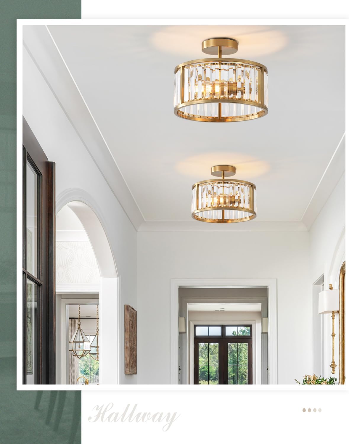 Modern Brass Gold Crystal Flush Mount Ceiling Light E26