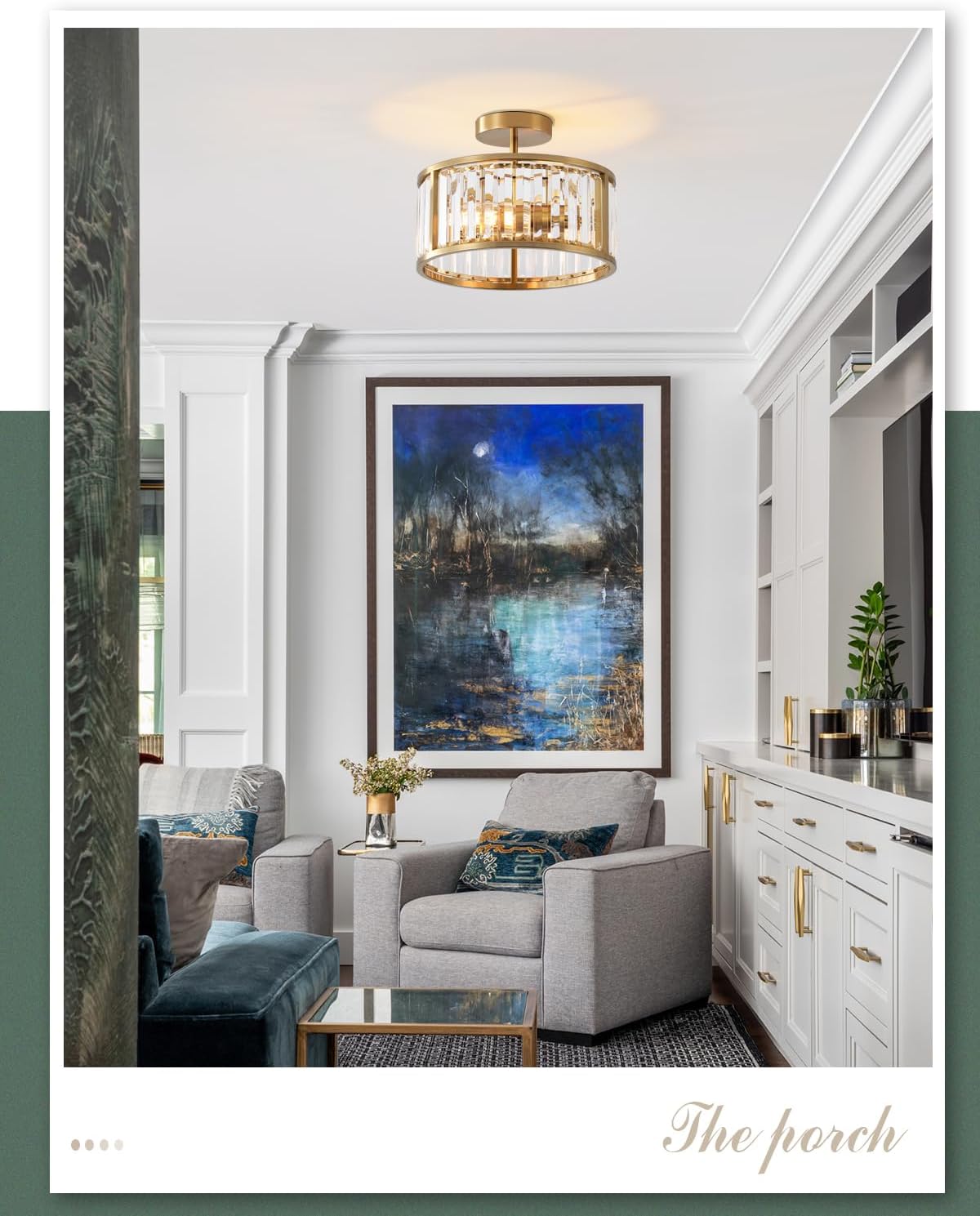Modern Brass Gold Crystal Flush Mount Ceiling Light E26
