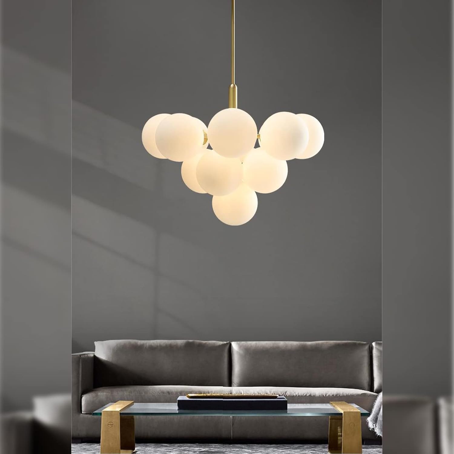 Modern Gold Bubble Chandelier 13-Light G9 Globe Pendant Light Adjustable Ceiling Fixture