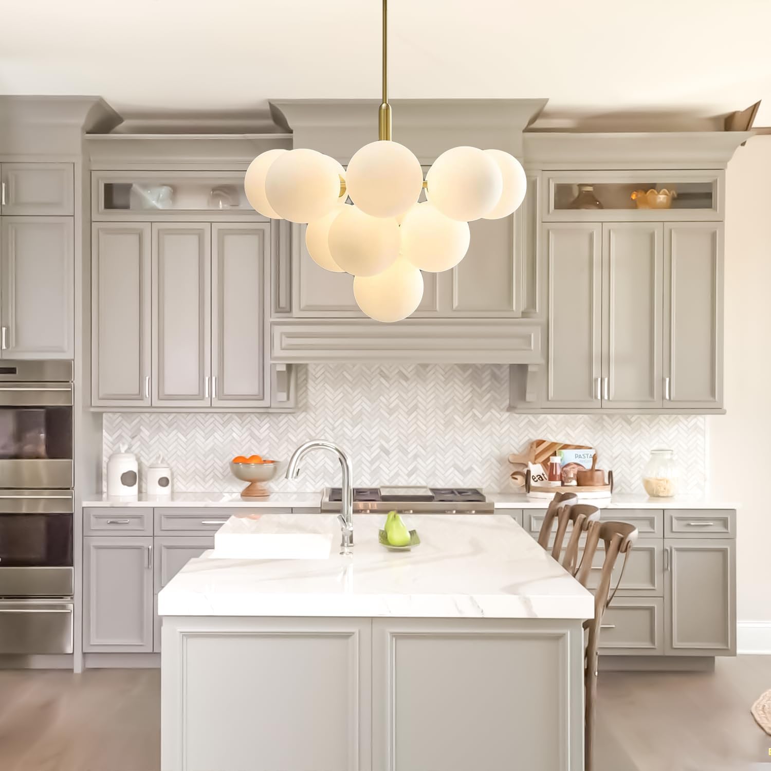 Modern Gold Bubble Chandelier 13-Light G9 Globe Pendant Light Adjustable Ceiling Fixture