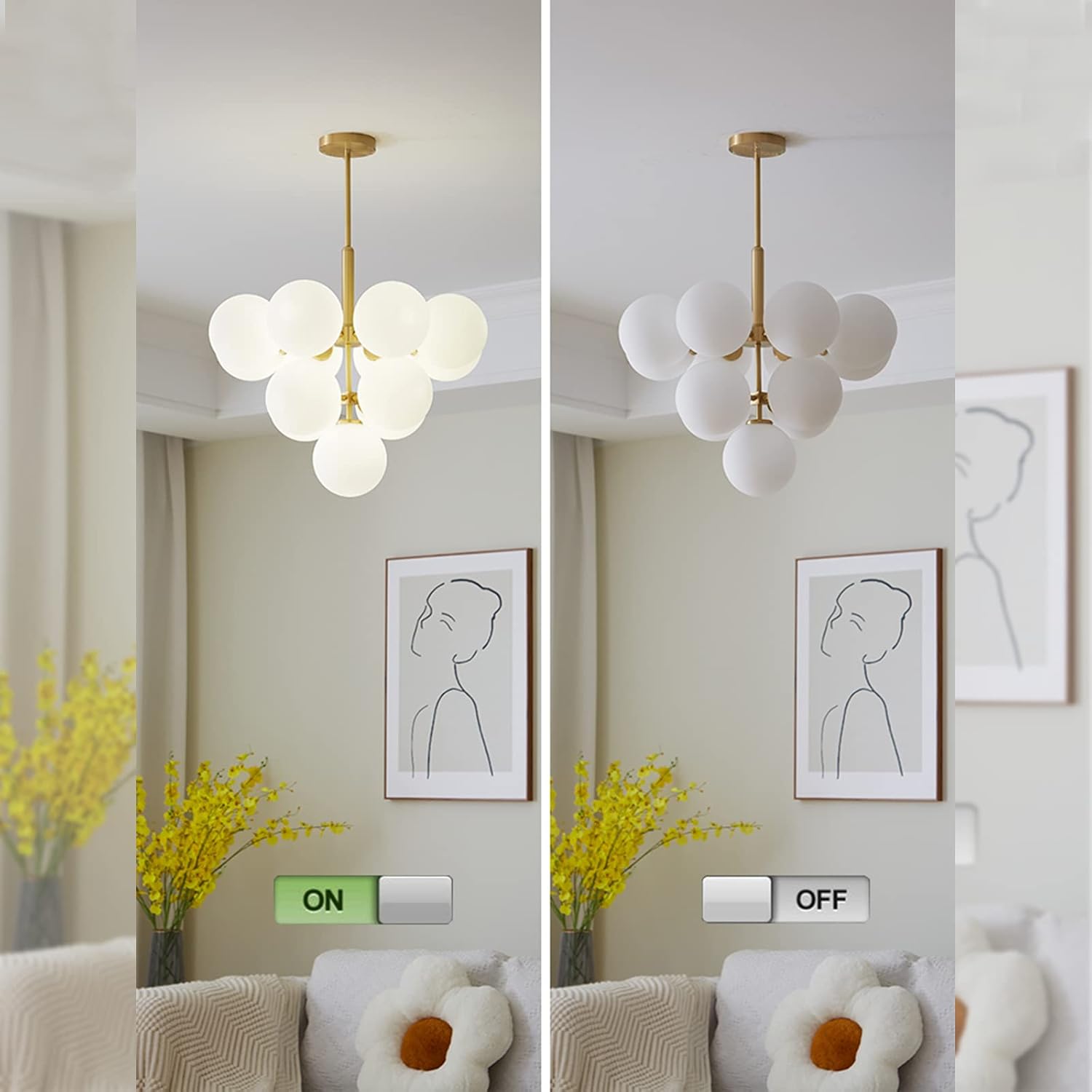 Modern Gold Bubble Chandelier 13-Light G9 Globe Pendant Light Adjustable Ceiling Fixture