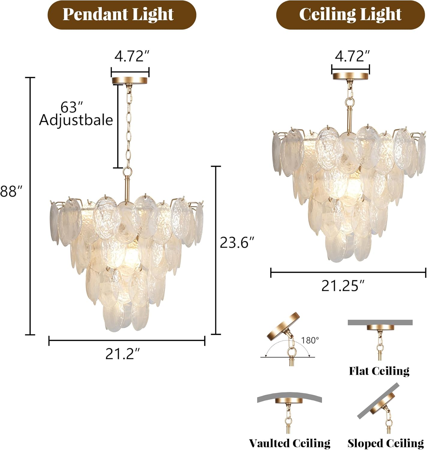 Modern Luxury Gold Crystal Tiered Chandelier Pendant Light Adjustable LED Ceiling Lighting