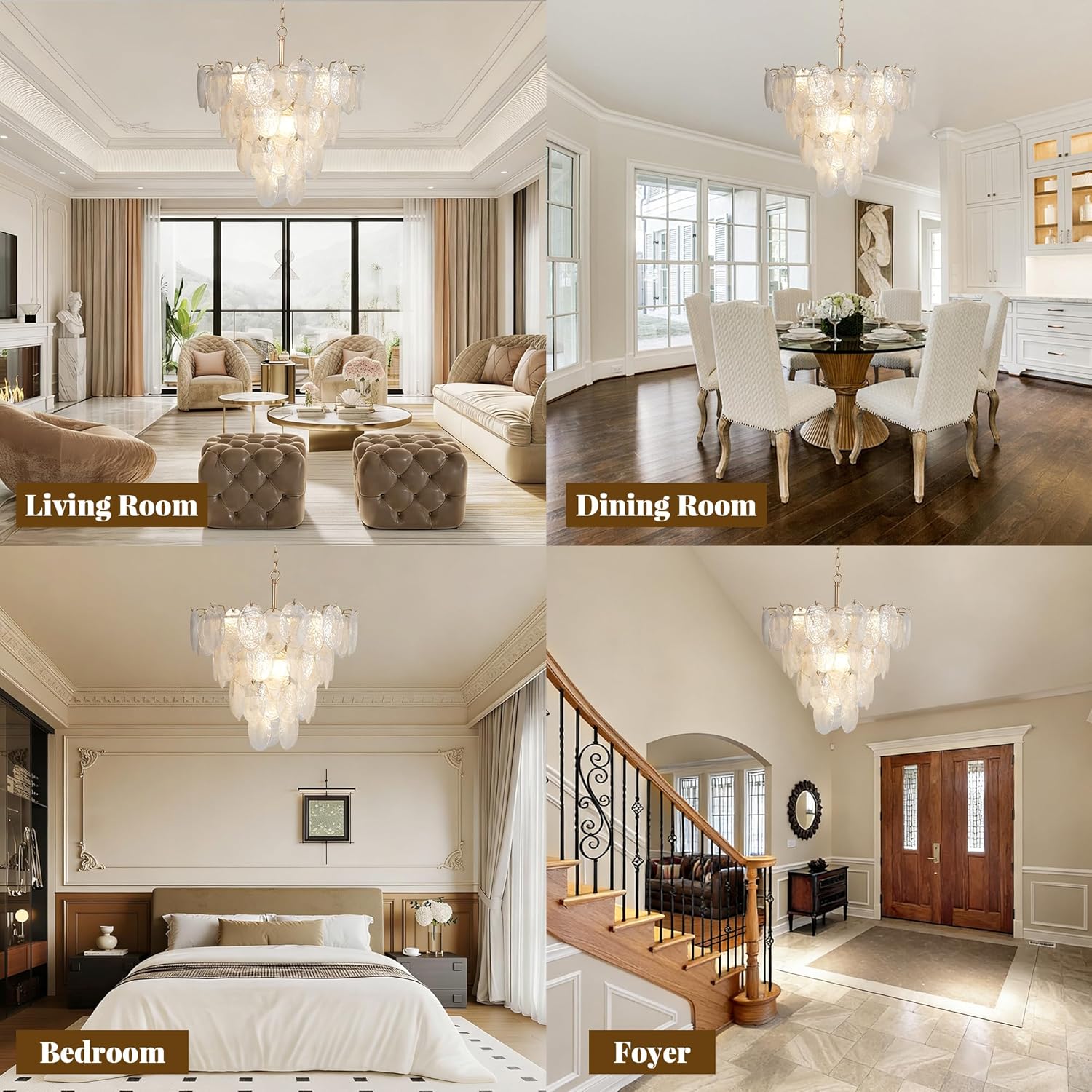 Modern Luxury Gold Crystal Tiered Chandelier Pendant Light Adjustable LED Ceiling Lighting