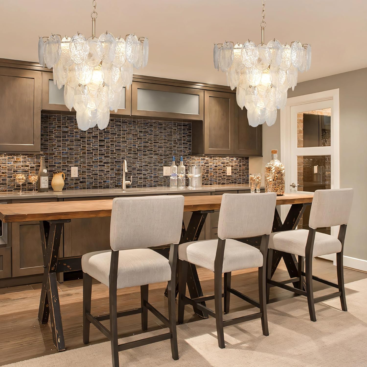 Modern Luxury Gold Crystal Tiered Chandelier Pendant Light Adjustable LED Ceiling Lighting