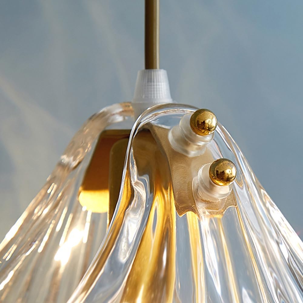 Modern 3-Light Gold Seashell Glass Pendant Chandelier with Adjustable Hanging Cords