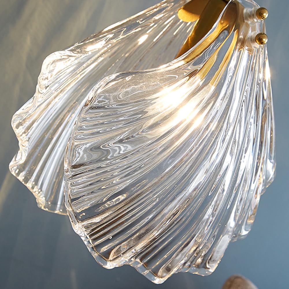 Modern 3-Light Gold Seashell Glass Pendant Chandelier with Adjustable Hanging Cords