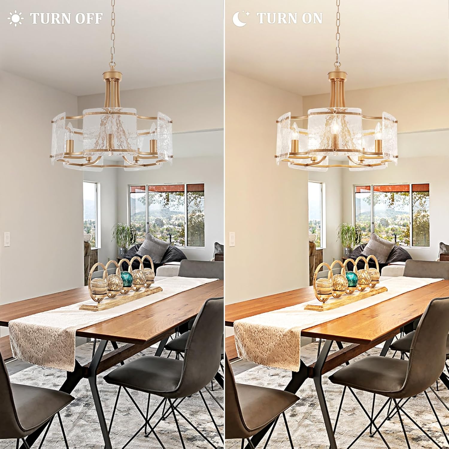 Modern 5 Light Gold Crystal Glass Drum Chandelier Pendant Ceiling Light