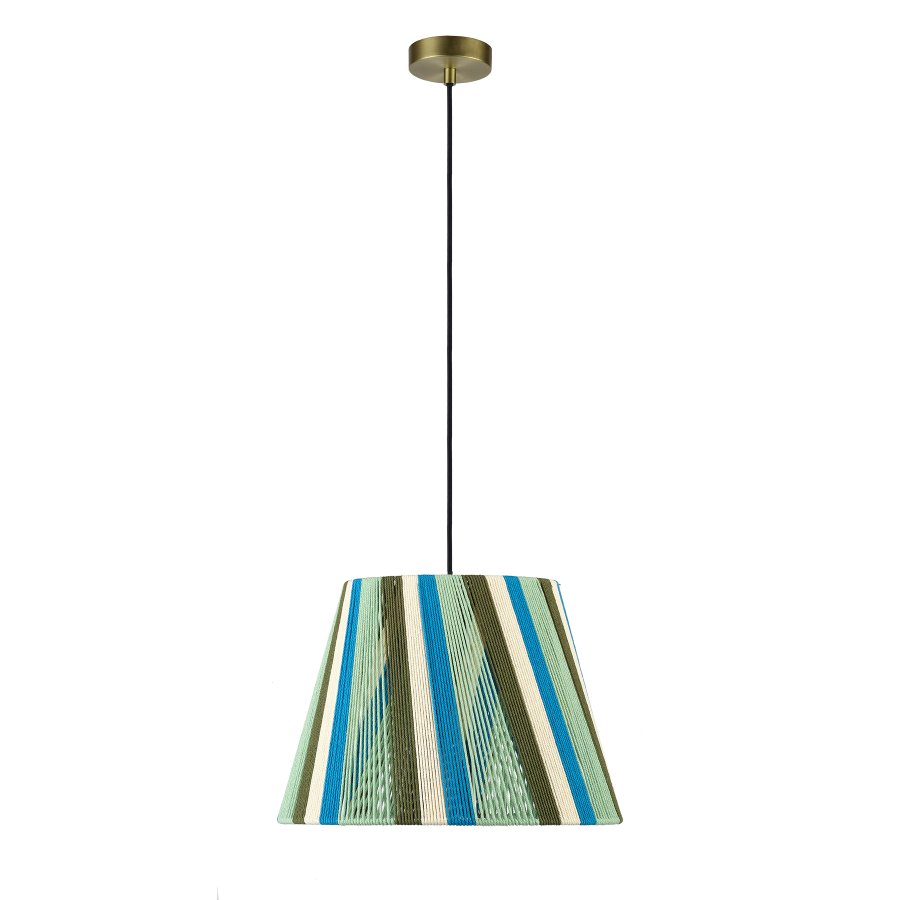 Colorful Cotton String Pendant Light - Handmade Woven Lampshade, Adjustable Ceiling Lamp