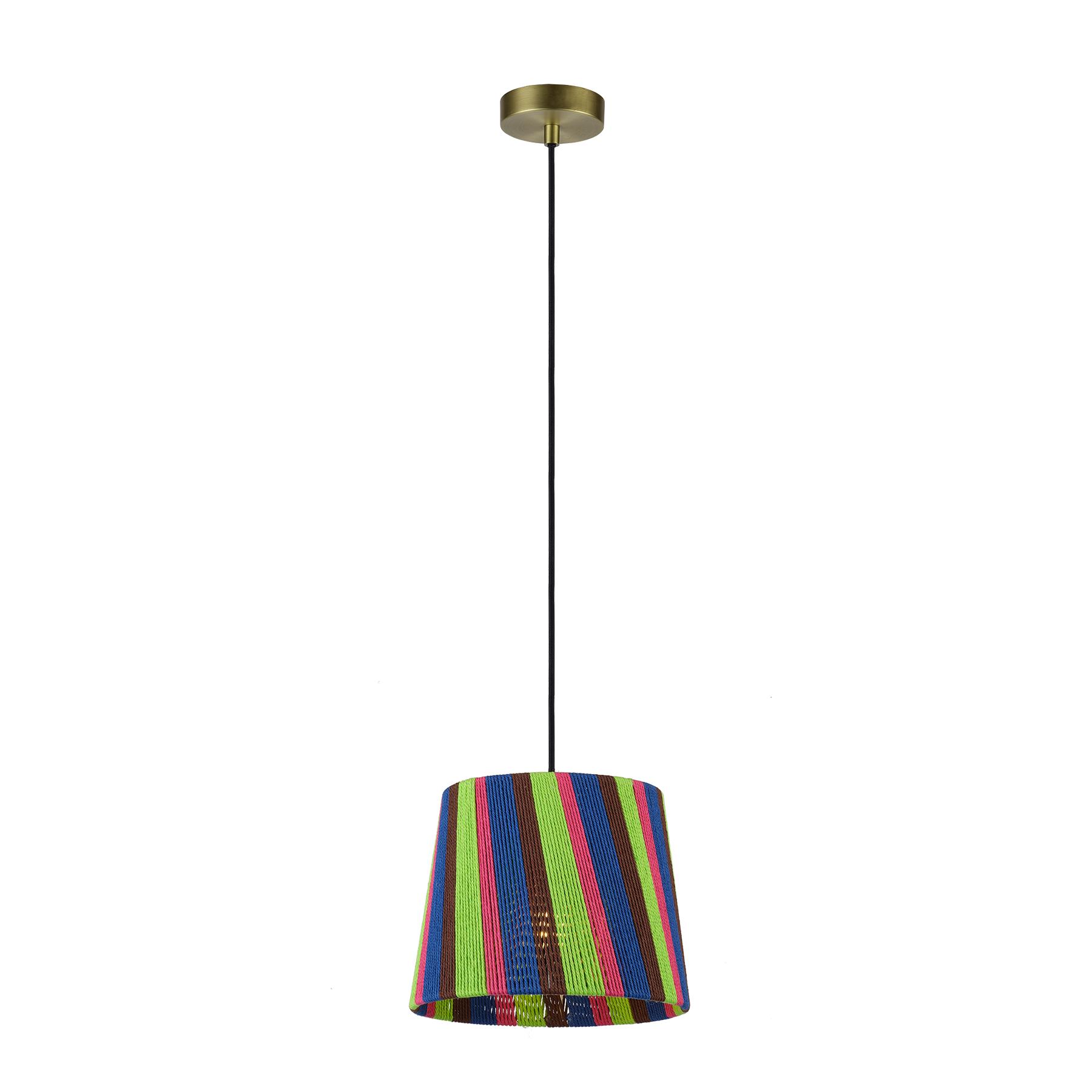 Vibrant Multicolor Cotton String Pendant Light - Handmade Artistic Woven Lampshade