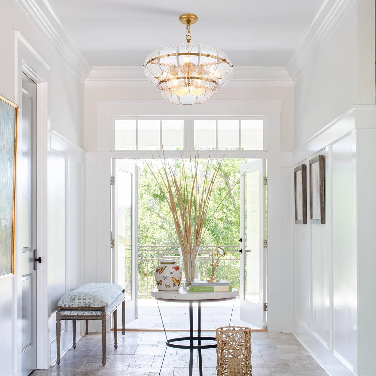 Modern Cloud Glass Gold Chandelier Adjustable Chain Pendant Light Handmade Glass E12 Ceiling Fixture