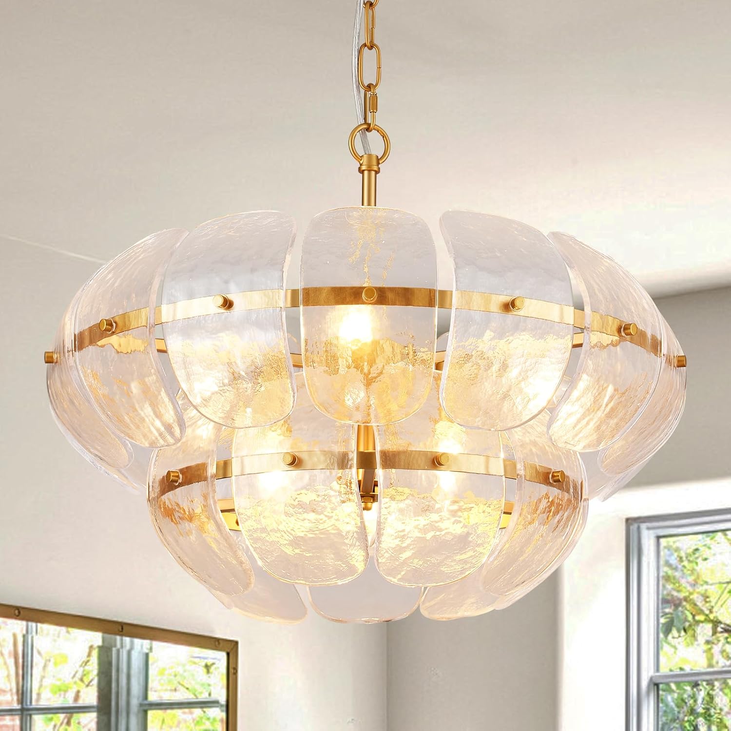 Modern Cloud Glass Gold Chandelier Adjustable Chain Pendant Light Handmade Glass E12 Ceiling Fixture