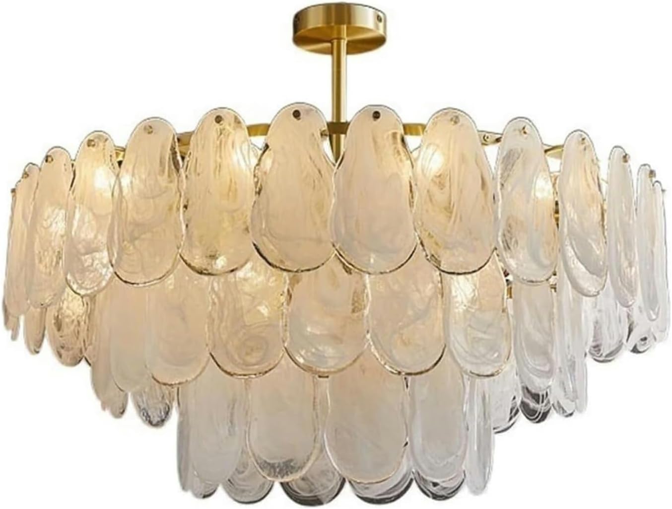 Luxury Brass Cloud Glass Chandelier Pendant Light - 6-Light Modern Fixture